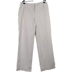 B. Moss Petite Warm Natural Striped Mid Rise Flat Front Straight Leg Casual Pant